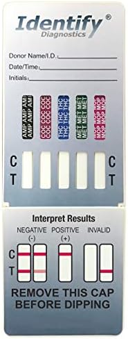 100 Pack Identify Diagnostics 5 Panel Drug Test Dip - Testing Instantly for 5 Different Drugs THC, COC, MOP, MET, AMP ID-CP5-DIP (100)