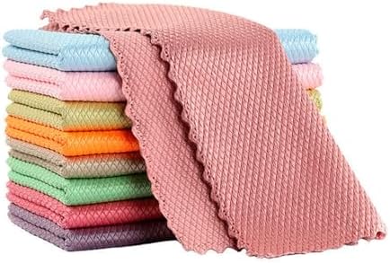 10pcs Cleaning Cloth Fish Scale Cloth Microfiber Cloth Nanoscale Cleaning Cloth Lint Free Cloth Easy Clean Cloth, No Trace High Absorption Polishing Cloth For Kitchen Home (30X40-10pc)