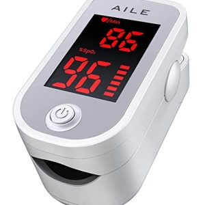 [2023] AILE Pulse Oximeter Oxygen Meter Adults Accurate Fast Easy Larger Red Screen Oxygen Monitor with Lanyard Blood Saturation Monitor -O2 Saturation Meter Pulse-Oximeter