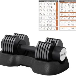 ATIVAFIT Adjustable Dumbbell Single Perfect for Bodybuilding Fitness Weight Lifting Training Home Gym Easy Safe Locking Mechanism