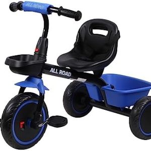 All Road Trikes CHILDS PEDAL TRIKE Blue & Black - Adjustable Seat Front & Rear Baskets 2-5 Years