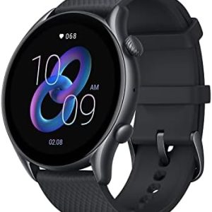 Amazfit GTR 3 Pro Smart Watch with 1.45” AMOLED Display, Sports Watch with 150+ Sports Modes, GPS, Heart Rate, Sleep, Stress, SpO2 Monitoring, Bluetooth Calls, Music Control, Alexa Built-in, Black