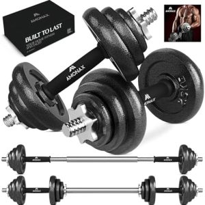 Amonax 20kg 30kg Cast Iron Adjustable Dumbbells Weight Set, Barbell Set Men Women, Strength Training Equipment Home Gym Fitness, Dumbell Pair Hand Weight, Bar Bells Free Weights for Weight Lifting