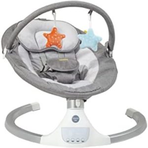 BABABING | Electric Baby Bouncer Hub Swing with Bluetooth Digital Display | Baby Rocker with 5 Swing Settings | Built-In Timer and Lightweight | Suitable for Newborn