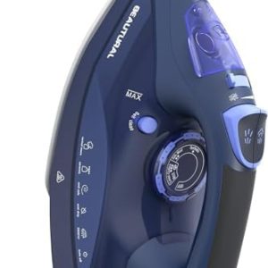 BEAUTURAL 2800W Steam Iron for Clothes with Precision Thermostat Dial, Ceramic Coated Soleplate, 3-Way Auto-Off, Self-Cleaning, Anti-Calcium, Anti-Drip Blue