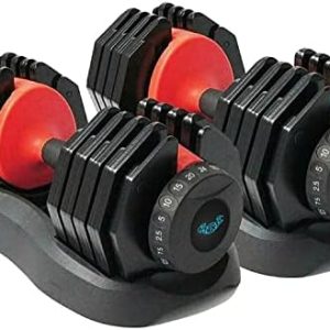 BRAINGAIN 24kg PAIR 15 Dumbbells in 1 Weight Set Affordable Adjustable Dumbbell, Easy Safe Locking Mechanism Home Fitness Gym Equipment 2x Adjustable Dumbbell