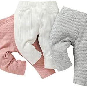 Baby Girl Leggings Solid Knitted Cotton Pants(Pack of 3)