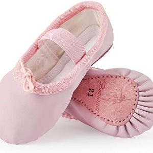 Ballet Shoes Leather Ballet Flats Full Sole Dance Slippers for Girls Toddlers Women