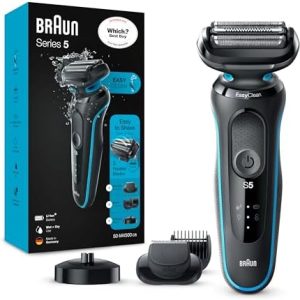 Braun Series 5 Electric Shaver, With Beard Trimmer, Charging Stand, Wet & Dry, 100% Waterproof, Easy Clean System, 2 Pin Bathroom Plug, 50-M4500cs, Mint Razor, Rated Which Best Buy