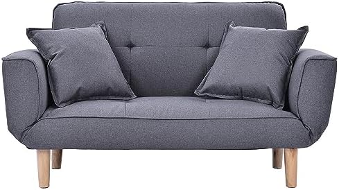 Dhouse Recliner Sleeper Small Sofa Bed Compact Loveseat Couch with Wood Legs for Living Room Guest Room - Light Grey