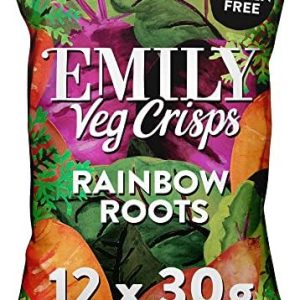 EMILY - Veg Crisps - Rainbow Roots - Gluten Free, Vegan, Free From Palm Oil - Root Vegetable Crisps - Crisps Multipack - 12x 30g