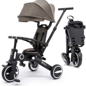 FYLO Xplor Baby Trike Foldable Tricycle Toddler With Parent Handles - Grey Olive