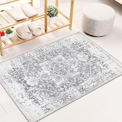 Famibay Soft Fluffy Area Rugs Vintage Boho Door Mats Indoor Non Slip Washable Entrance Rugs Carpet Floor Mats 60x90cm for Indoor Front Door Entryway Hallway