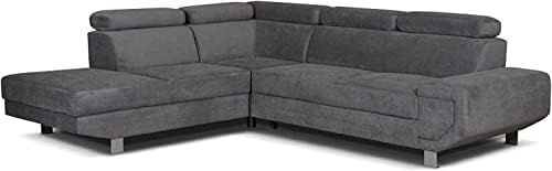 GSW Artic Corner Grey Color Sofa Bed With Storage - Premium Quality Fabric - Right and Left Arm Sofa Bed (Left Arm)