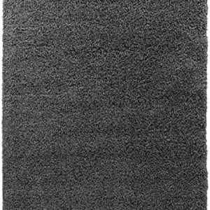 GULLAMBO Rugs Living Room - Easy to Clean Fluffy Area Rugs Lounge Bedroom, Hallway Office & Kitchen - Carpet Runner Large & Small OXFORD (45mm) (912 Dark grey, 20x20cm)