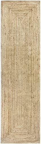 HAMID Rug Jute Runner Alhambra Natural Colour, Jute Rug, Area Rug 100% Jute Fibre Hand Wovem, Braided Rug for Home, Living Room, Floor Carpet..(300x80cm)