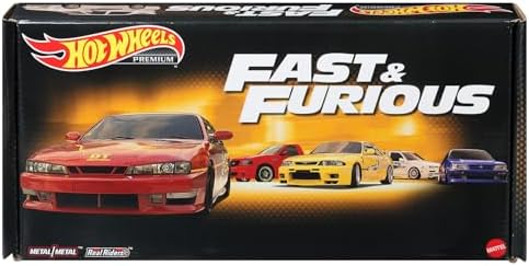 Hot Wheels Cars, Premium Fast and Furious Bundle, 5 1:64 Scale Die-Cast Hot Wheels Cars from the 1st Fast Movie in a Limited-Edition Box for Collectors, HKF08