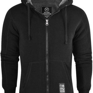 Island Trading Mens Cotton Padded Borg Fleece Sherpa Lined Full Zip Up Hoodie Sweatshirt Jacket