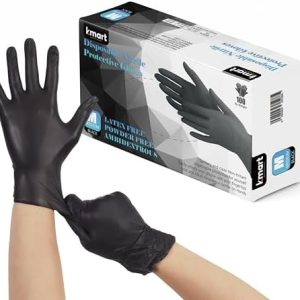 K-MART Black Nitrile Multi-Purpose Disposable Gloves, Powder Free, Disposable, Extra Strong - Box of 100