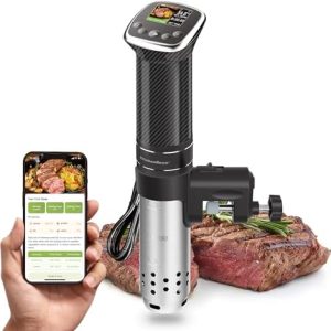 KitchenBoss WIFI Sous Vide Machine: Sous Vide Cooker Ultra Quiet Cooking Machine 1100W Stainless Steel IPX7 Waterproof Immersion Circulator LCD Preset Recipes Black