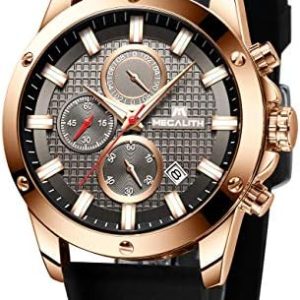 MEGALITH Mens Watches Chronograph Waterproof Watches for Men Analogue Designer Wrist Watches Quartz Luminous Date Rubber Gents Watches