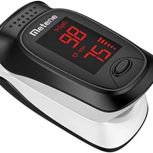 Metene Pulse Oximeter Fingertip, Blood Oxygen Saturation Monitor, Heart Rate Monitor and SpO2 Levels, Portable Pulse Oximeter with Case, Lanyard and Batteries