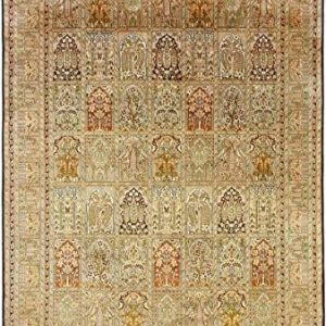 Nain Trading Kashmir Silk 349x243 Oriental Rug Carpet Beige Hand Knotted Indien