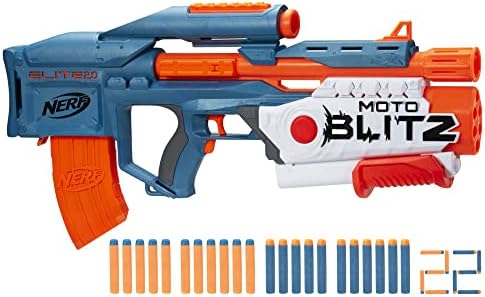 Nerf Elite 2.0 Motoblitz CS-10 Blaster, Motorised 10-Dart Blasting, Airblitz 6 Darts At Once, Clip, 22 Elite Darts