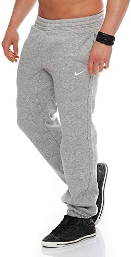 Nike Club Cuff Pants-Swoosh Men's Tracksuit Bottoms , 611459-063 , grey - dark grey heather / white, L