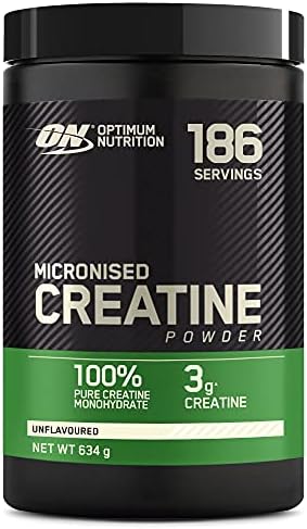 Optimum Nutrition Micronised Creatine Powder, 100% Pure Creatine Monohydrate Powder for Performance and Muscle Power, Unflavoured Shake, 186 Servings, 634 g