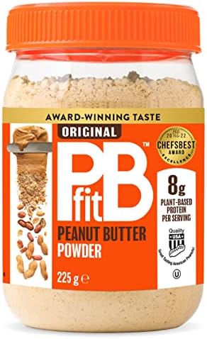 PBfit Peanut Butter Powder - 87% Less Fat, High Protein, Gluten Free Natural Nut Butter Spread - Powdered Peanut Butter from Real Roasted Pressed Peanuts - 225g