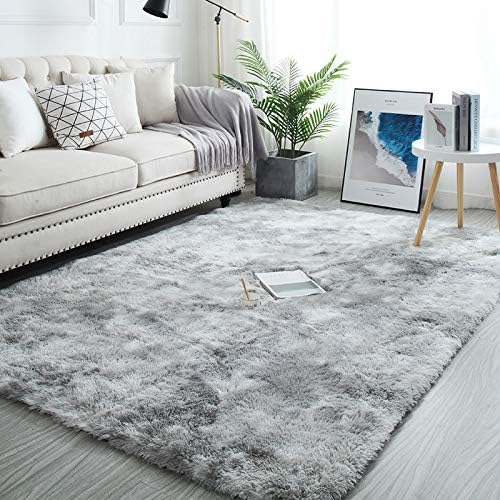 Pauwer Plush Shaggy Area Rugs Soft Fluffy Area Carpet Rugs Anti-Skid Thick Floor Carpet Mat for Living Room Bedroom (Light Grey, 160 x 230 cm)