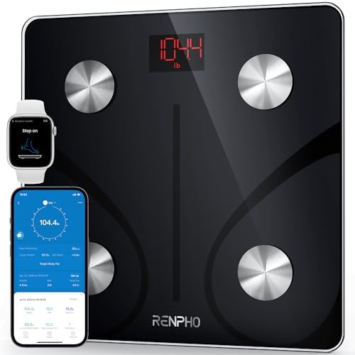 RENPHO Scales for Body Weight, Digital Bathroom Scales with High Precision Sensors, Bluetooth Weighing Scales Body Composition Monitors with App, Elis 1