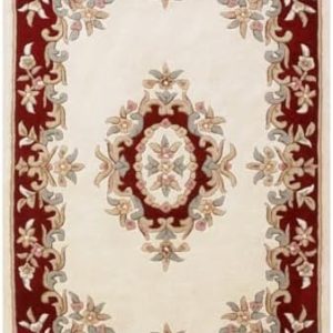 Royal Wool Traditional Runner Rug Cream Red 68 x 235cm (2ft3 x 7ft8 approx)