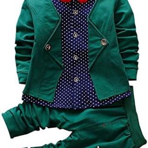 SHIBASHAN 2pcs Baby Boy Clothes Set Toddler Tuxedo Outfit Kids Clothing Suits for Infant Long Sleeve Dress Shirt + Pants