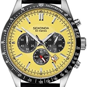 Sekonda Men's Chronograph Watch, with Various Colour dials in Either a Leather Strap or Stainless Steel Bracelet