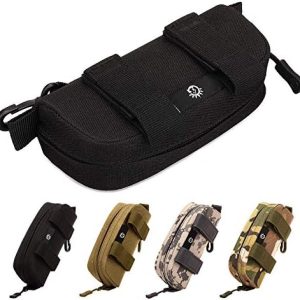 Selighting Tactical Sunglasses Carrying Case Black Military Molle Zipper Eyeglasses Hard Case with Clips