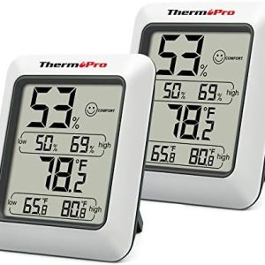 ThermoPro TP50 Room Thermometer Digital Indoor Hygrometer Monitor Temperature and Humidity Meter for Home Office Nursery Comfort, Min and Max Records, 2 Pieces