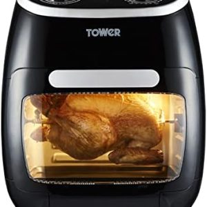 Tower T17038 Xpress 5-in-1 Manual Air Fryer Oven with Rapid Air Circulation, 60-Minute Timer, 11L, 2000W, Black