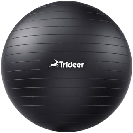 Trideer Exercise Ball Yoga Ball, 5 Sizes Pregnancy Ball for Maternity, Balance, Stability, Fitness, Anti-Burst Birthing Ball & Heavy Duty Office Ball Chair, Gym Ball with Quick Pump
