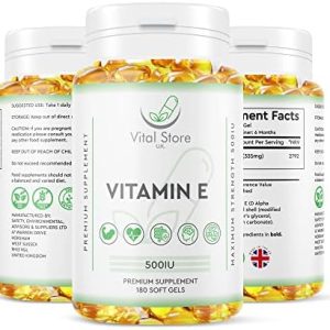 Vitamin E 500IU Vegan Softgels - 6 Month Supply 180ct - High Strength Vitamin E Oil Capsules - Alpha Tocopherol – 100% Natural & Vegan