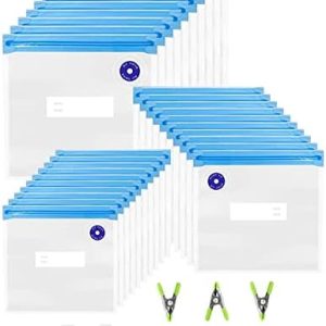 WHX Sous Vide Bags - 38 PCS Reusable Vacuum Zipper Bags Kit for Sous Vide Cooking, 30 Food Storage Vacuum Sealer Bags with 2 Sealing Clips and 6 Sous Vide Clips for Anova and Joule Cookers
