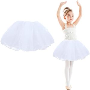 WLLHYF Tulle Skirts for Girls 4 Layers Tutu Skirts Elastic Fluffy Ballet Dance Skirts for Toddler Baby Children 2-8 Years Party