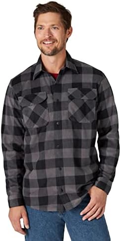 Wrangler Authentics Men's Long Sleeve Plaid Fleece Shirt Jacket Button