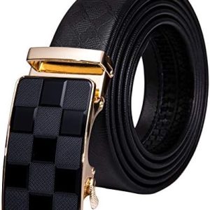 YOHOWA Belt for Men Ratchet Slid Buckle Automatic Designer Leather Strap Business Wedding Trim to fit