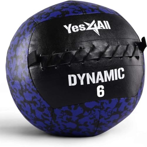 Yes4All Medicine Balls Wall Ball 2.7kg, 4.5kg, 5.4kg, 6.8kg, 8kg, 9kg- Soft Medicine Ball/Wall Medicine Ball (Vibrant, Blue Camo, Black) for Full Body Workout and Strength Exercise