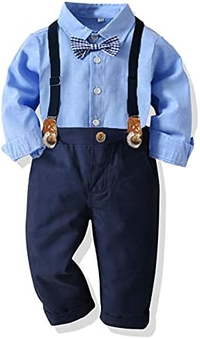 Yokald Toddler Dress Suit Baby Boys Clothes Sets Bowtie Shirts Suspenders Pants 3pcs Gentleman Outfits Suits 6 Month 6 Years