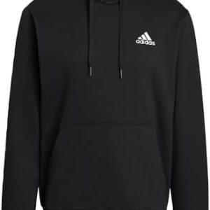 adidas Mens Essentials Fleece Hoodie,L Tall Black/White