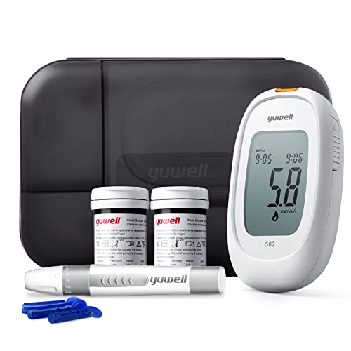 yuwell Blood Sugar Monitor, Diabetes Testing Kit with Test Strips x 50 and Lancets x 50, Blood Glucose Meter Ideal for Home Use, Batteries Include (Model 582)