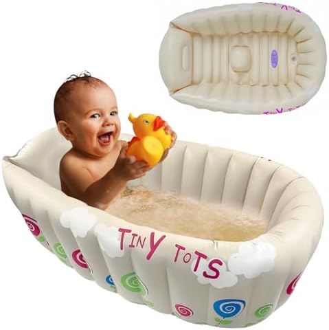 Crystals Inflatable Baby Bath Tub with Hot Temperature Sensor, Toddler Infant New Born Mini Bathing Tub, Foldable Baby Bath Tub for Bathing Fun Travel (with Pump)